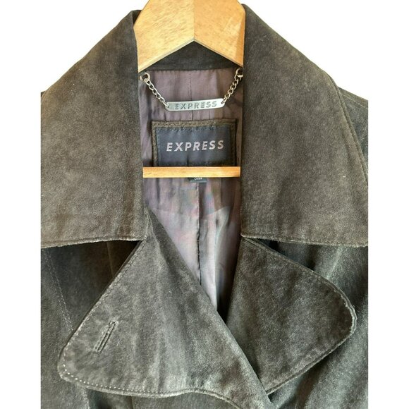 Vintage Express Brown Leather Double Breasted Jacket Medium Y2K 1990s - Picture 3 of 6